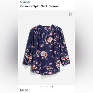 fun2fun Kenmore Split Neck Blouse - Size L - Loose Fitting